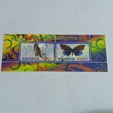 Bloc de 2 timbre &bdquo;Fluturi și Bufnițe&rdquo; (Butterflies and Owls II) emis de Rwanda &icirc;n anul 2011 CTO