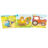 Set 3 Puzzle din lemn, vehicule, 7Toys, Brand