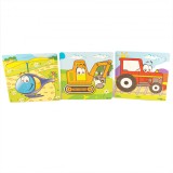 Set 3 Puzzle din lemn, vehicule, 7Toys