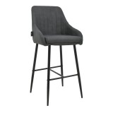 Cumpara ieftin Scaun bar Patrin piele ecologica PU gri inchis picioare metalice negre 49x48x98 cm