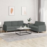 vidaXL Set de canapele cu perne, 2 piese, gri &icirc;nchis, textil