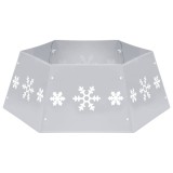 Cumpara ieftin Fusta brad de Craciun, argintiu si alb, &Oslash;68x25 cm