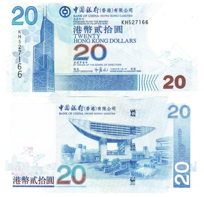 Hong Kong 20 Dolari 2009 P-335 UNC foto