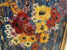 Tablou modern nou, pictura decorativa,-Explozie flori de camp- pictor roman consacrat