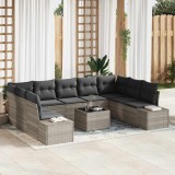 VidaXL Set de canapele pentru grădină cu pernă 10 pcs Gri deschis