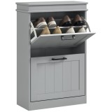 HOMCOM Mobilier pentru depozitare a pantofilor, 2 uși rabatabile, rafturi reglabile, pentru intrare, coridor, 54 x 24 x 82,5 cm, gri | Aosom Romania