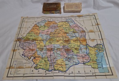 ALCATUITI HARTA RSR - Joc Romanesc complet tip Puzzle, jucarie veche anul 1969 foto