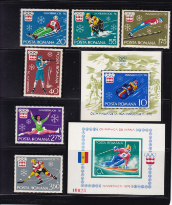 ROMANIA 1976 LP 901 LP 902 LP 903 OLIMPIADA DE IARNA INNSBRUCK SERIE+COLITE MNH foto