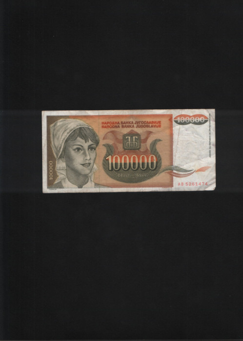 Iugoslavia Yugoslavia 100000 dinara dinari 1993 seria5261474