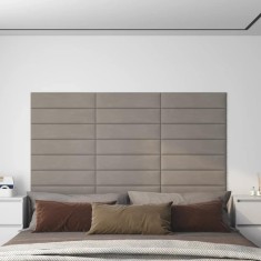 vidaXL Panouri de perete 12 buc. gri deschis 60x15 cm catifea 1,08 m&sup2; 343835