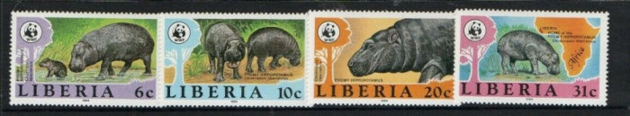 LIBERIA 1994 WWF FAUNA PROTEJATA HIPOPOTAMI