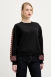 Desigual hanorac de bumbac AYANA femei, culoarea negru, cu imprimeu, 25SWSK43