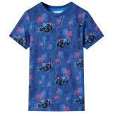 Tricou de copii, albastru &icirc;nchis melanj 128, vidaXL