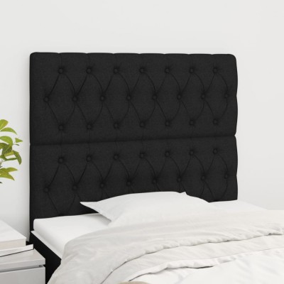 vidaXL Tăblii de pat, 2 buc, negru, 90x7x78/88 cm, textil foto