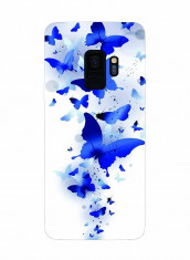 Husa Silicon Soft Upzz Print Samsung Galaxy S9 Model Blue Butterflys foto
