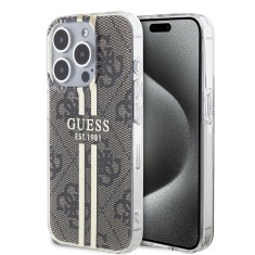 Husa Guess Hardcase IML 4G Gold Stripe iPhone 15 Pro Max, maro, GUHCP15XH4PSEGW foto