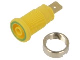 Conector banană 4mm Hirschmann 32A 1kV galben-verde aurit 33mm cod 972356188