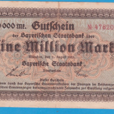 (1) BANCNOTA (GROSSNOTGELD) GERMANIA - MUNCHEN -1 MILLION MARK 1923, SERIE VERDE