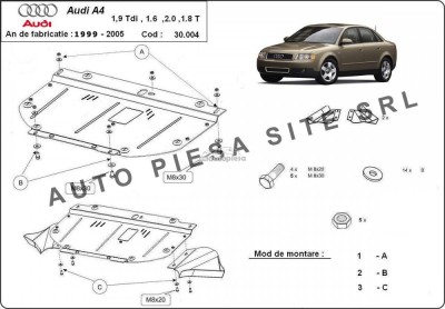 Scut metalic motor Audi A4 B6 (4 cilindrii) fabricat in perioada 2001 - 2005 APS-30,004 foto