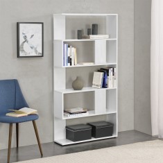 Raft carti AnebyW cu 5 polite montabil perete alb [en.casa] HausGarden Leisure foto