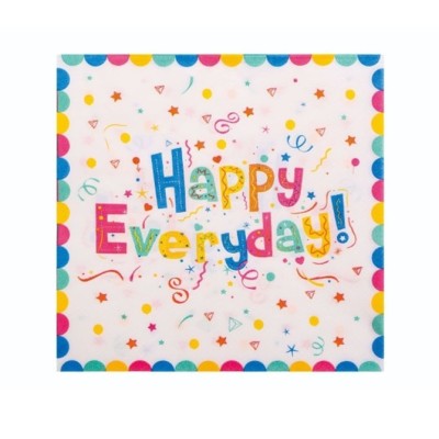 Set 20 Servetele de Masa, Cyrax, din Hartie, 33 x 33 cm, Model Happy Everyday, Multicolor foto