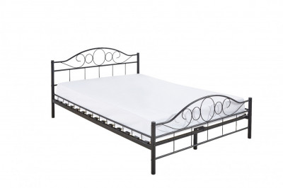 Cadru pat metalic Mimi cu grilaj cadou, in mai multe dimensiuni si culori-negru-140x200cm foto