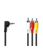 Cablu audio-video Jack 3.5 mm tata - 3x RCA tata 2m negru Nedis