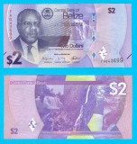 Belize (p#NOU) 2 Dollars 2025 UNC &#039;Cascade&#039; serie: FA0436xx; Puse &icirc;n circulație pe 4 August 2025