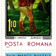 ROMANIA 1973 ZIUA MARCII POSTALE ROMANESTI Serie 1timbru cu vinieta LP.834 MNH**