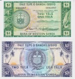 Bancnota Samoa de Vest 1si 2 Tala (1967/2020) - P16e-17d UNC ( set x2 serie S)