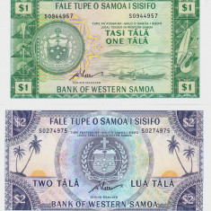 Bancnota Samoa de Vest 1si 2 Tala (1967/2020) - P16e-17d UNC ( set x2 serie S)