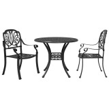 Cumpara ieftin Set mobilier bistro, 3 piese, negru, aluminiu turnat