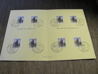 8 Timbre Obliterate Ștampile Speciale din 8 Orașe , Ediție Limitată Colecție Poștală - Carton Filatelic Belgia 1971 foto