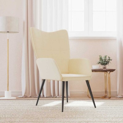 Scaun de relaxare, crem, material textil foto