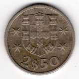 2.5 ESCUDOS 1964 PORTUGALIA F, Europa, Cupru-Nichel