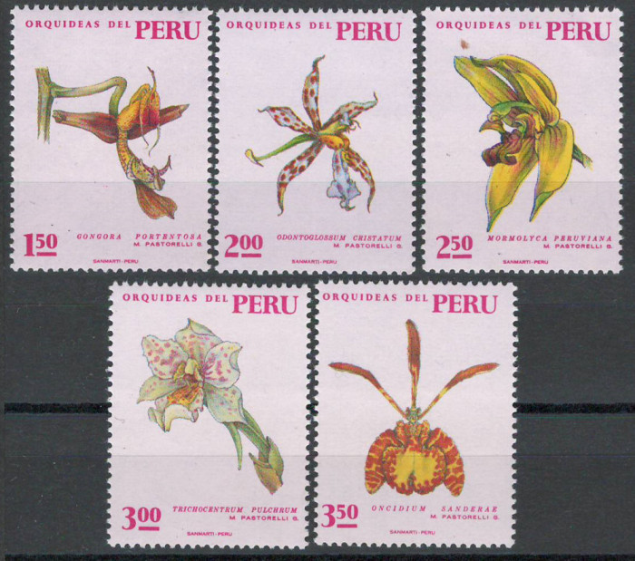 Peru 1971 Mi 825/29 - Flora peruviana, orhidee