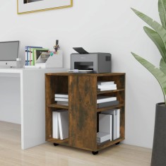 vidaXL Dulap cu roți, stejar fumuriu, 60x53x72 cm, lemn prelucrat