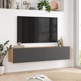 Comoda TV Lapinlahti 29,5x140x31,5cm pal stejar rustic antracit cu 2 usi [en.casa] HausGarden Leisure, [en.casa]