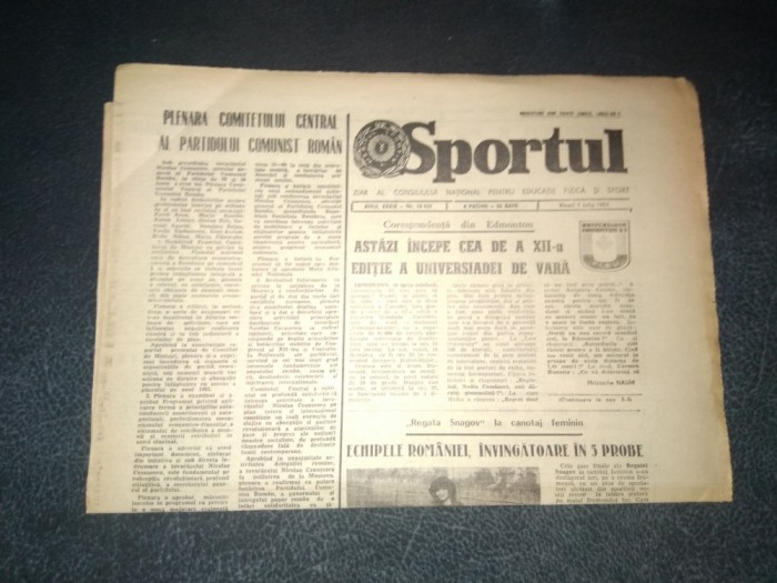 ZIARUL SPORTUL 1 IULIE 1983