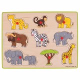 Puzzle din lemn incastru - Safari PlayLearn Toys, BigJigs Toys