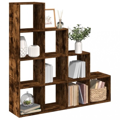 vidaXL Bibliotecă/separator stejar fumuriu 131,5x29x131,5 cm lemn foto