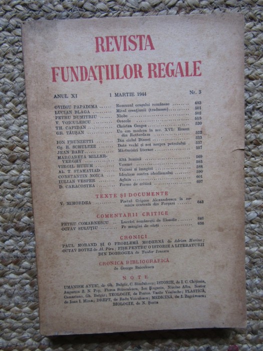 Revista Fundatiilor Regale - Anul XI 1 MARTIE 1944 Nr. 3