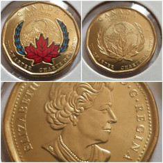 Set 2 monede 1 Dollar 2020 Canada, Natiunile Unite,unc, color &amp;amp; normal foto