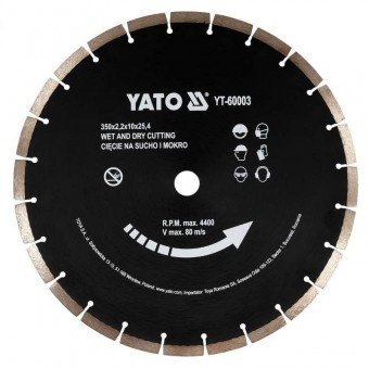 Disc diamantat pentru taiere beton Yato YT-60003, diametru 350 mm foto