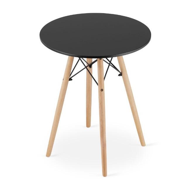 Masa stil scandinav, Artool, rotund, MDF si lemn, negru, 60x72 cm