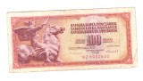 Bancnota Yugoslavia 100 dinara 1986, stare relativ buna