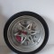 Ceas de perete in forma de roata, functional, pe baterie AA, 35cm diametru, cauciuc adevarat, pasionati auto