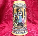 HALBA MARE CERAMICA BAVARIA LUCRATA SI DECORATA MANUAL DECOR SCENA DE HAN 22.5 CM