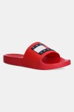 Tommy Jeans papuci FLAG POOL SLD ESS femei, culoarea negru, EN0EN02115