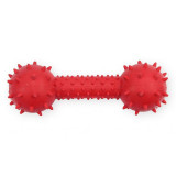 TPR jucărie căței - ganteră roșie cu clopoței, 14cm, PET NOVA